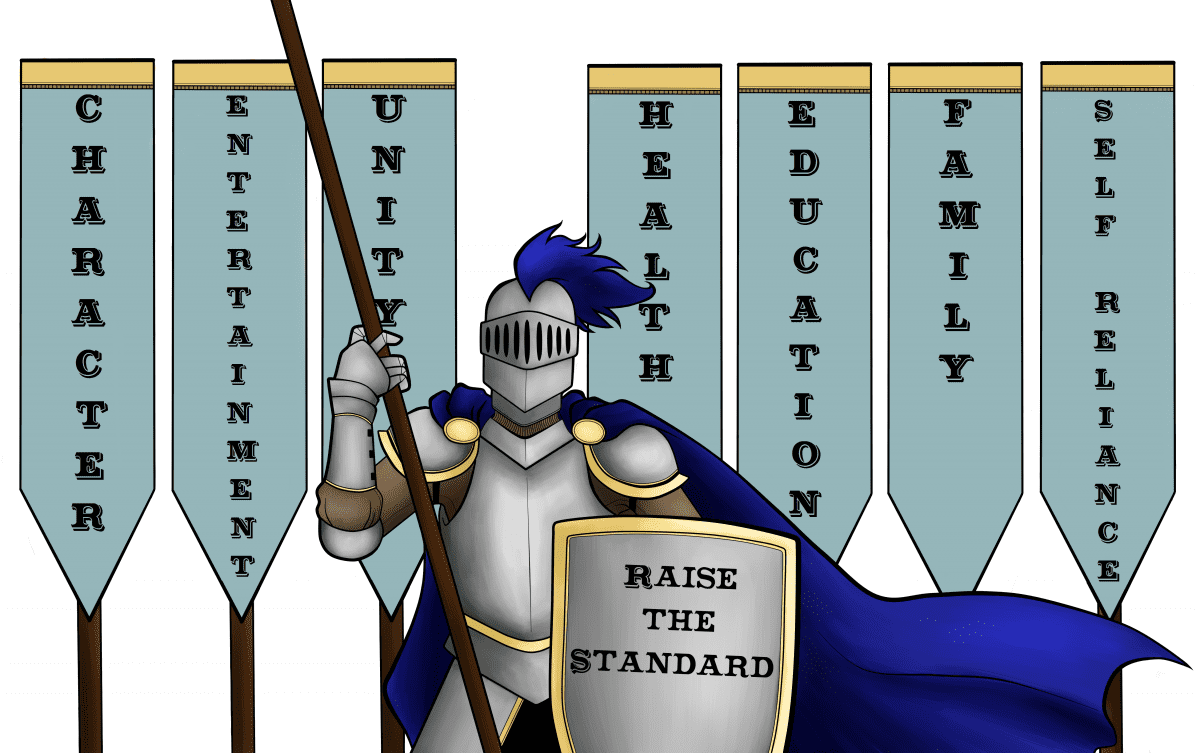 Raise the Standard in Character, Entertainment, Unity, Health, Education, Family, and Self-reliance