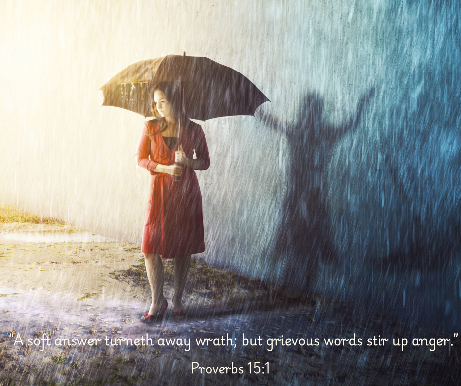 Calm woman under umbrella in the rain